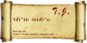 Tóth Jolán névjegykártya